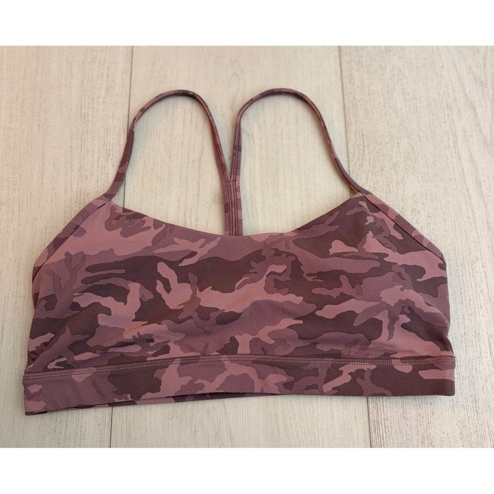 Lululemon Flow Y Bra Nulu Sz 12 Incognito‎ Camo Pink - B/C Cup